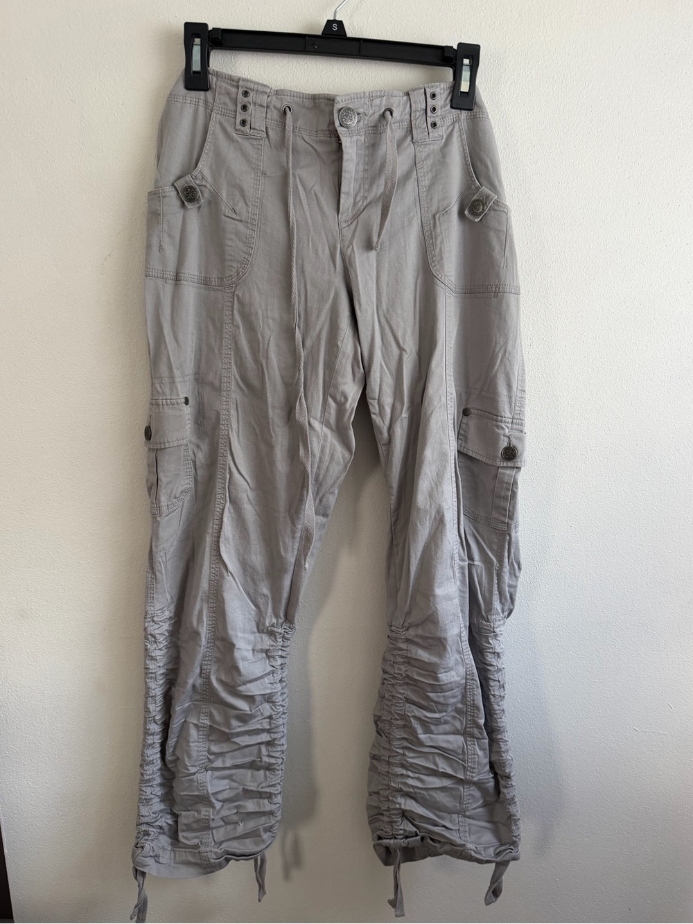 Women vintage Casual Cargo Pants in Light Gray